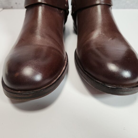 FRYE Sam Harness Mens Boots 8M Dark Brown Leather Mid-Calf Back Zipper - Picture 11 of 16